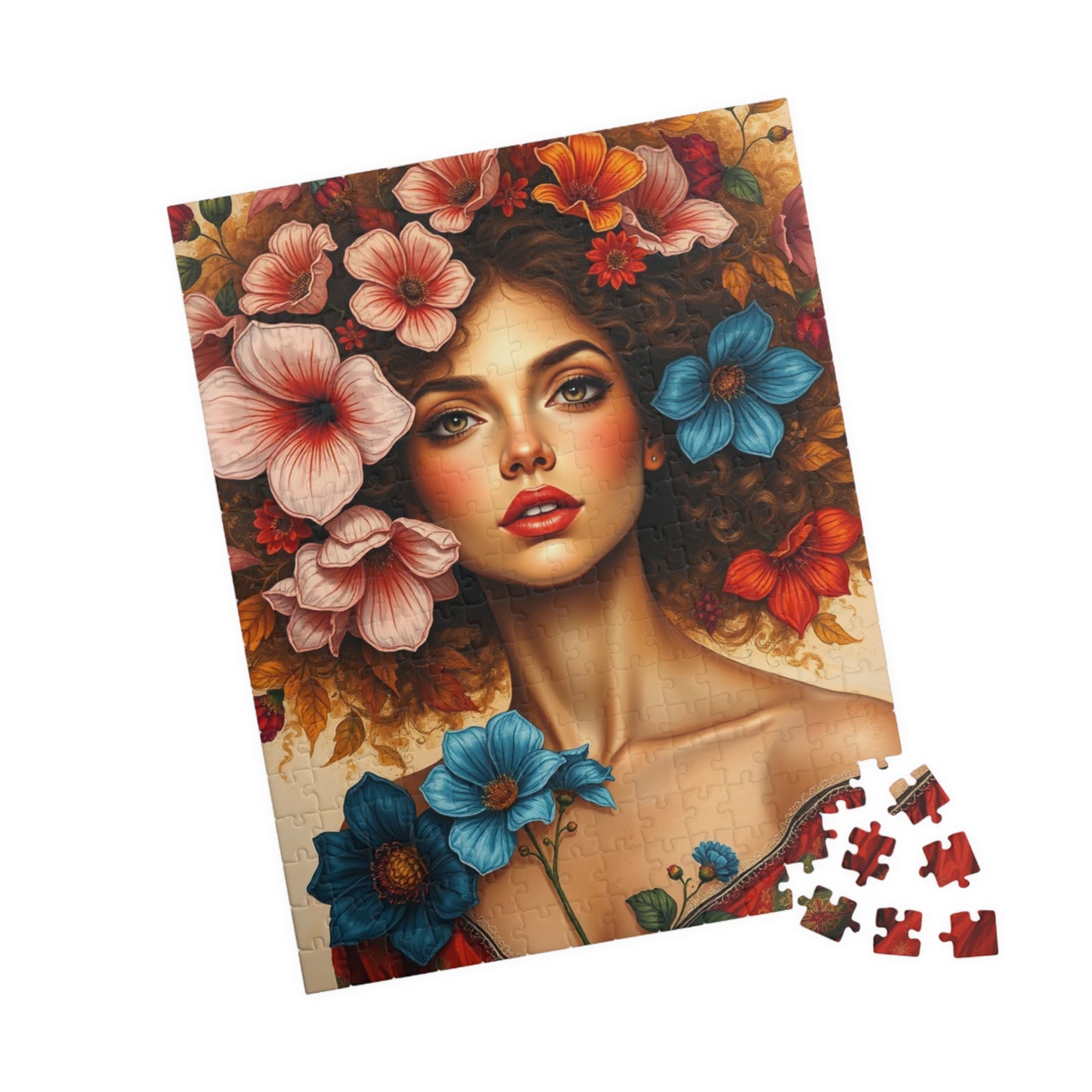 Floral Woman Puzzle, Portrait Art Jigsaw Puzzle for Adults, Unique Gift for Friends, Home Entertainment, Mindfulness Game, Relaxing Activity Puzzle The Puzzle Chest