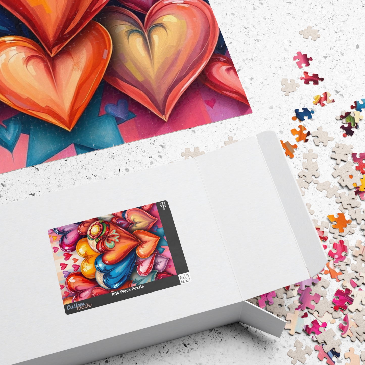 Romantic Heart Collage Puzzle, Love Jigsaw Game for Adults and Teens, Valentine's Day Activity, Bright Color Puzzle, Heart Pattern, Giftable Puzzle The Puzzle Chest