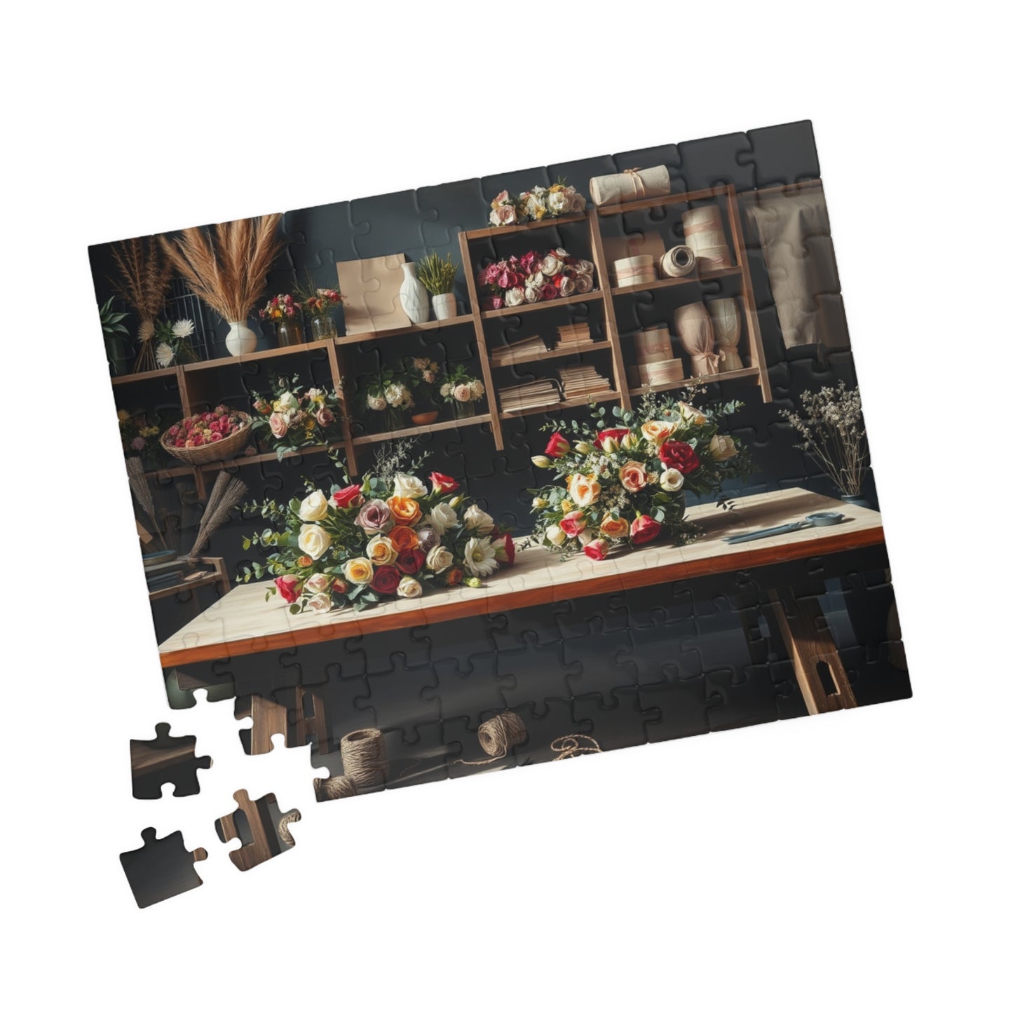 Floral Arrangement Workshop Puzzle, Cozy Flower Studio Bouquet Making Scene Jigsaw Game, Challenging Relaxing Activity, Mindfulness, Gift Puzzle The Puzzle Chest
