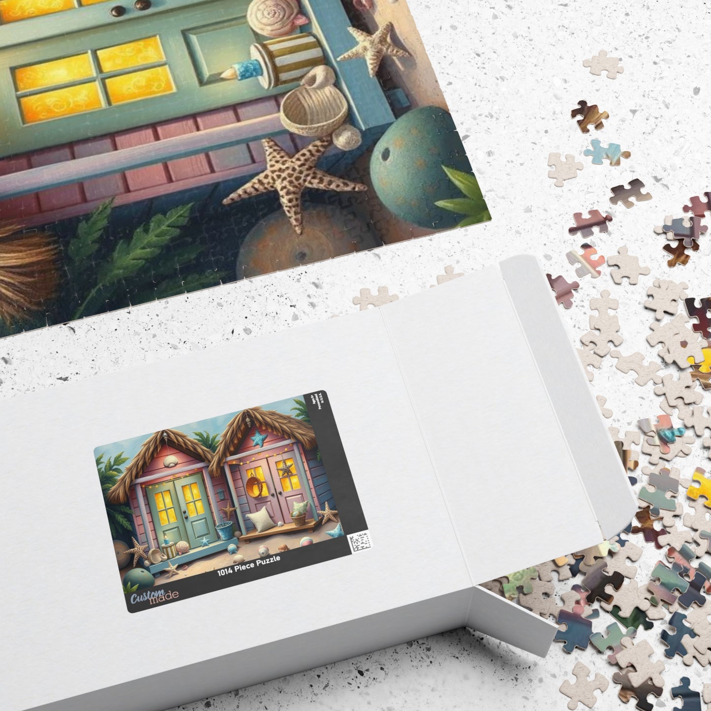 Seaside Charm Jigsaw Puzzle - Pastel Beach Huts, 110/252/520/1014-Piece Summer Vibes Beach House Puzzle for Fun, Gifts, Mental Stimulation Puzzle The Puzzle Chest