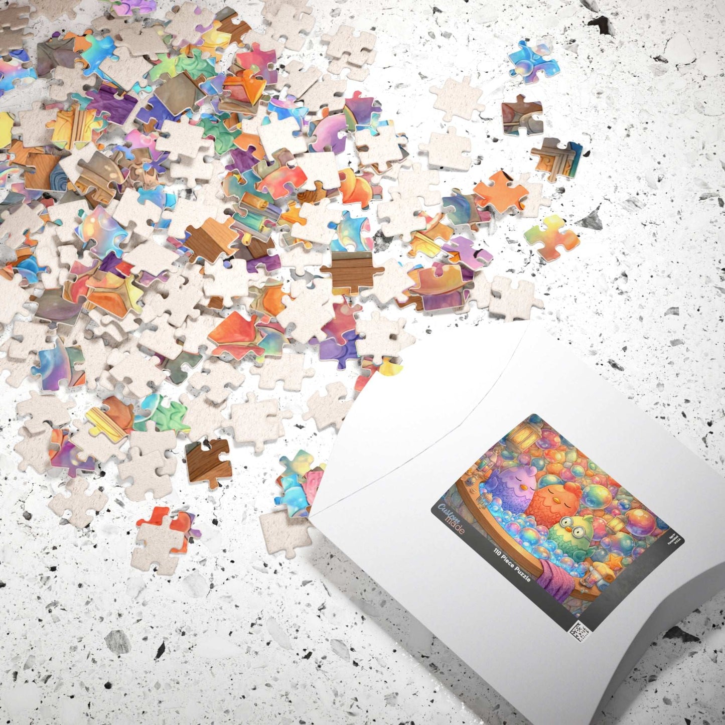 Pastel Bubble Chicken Puzzle – Whimsical Chickens in Rainbow Bubble Bath, Fairy-Tale Farm Animal Jigsaw Puzzle Puzzle The Puzzle Chest