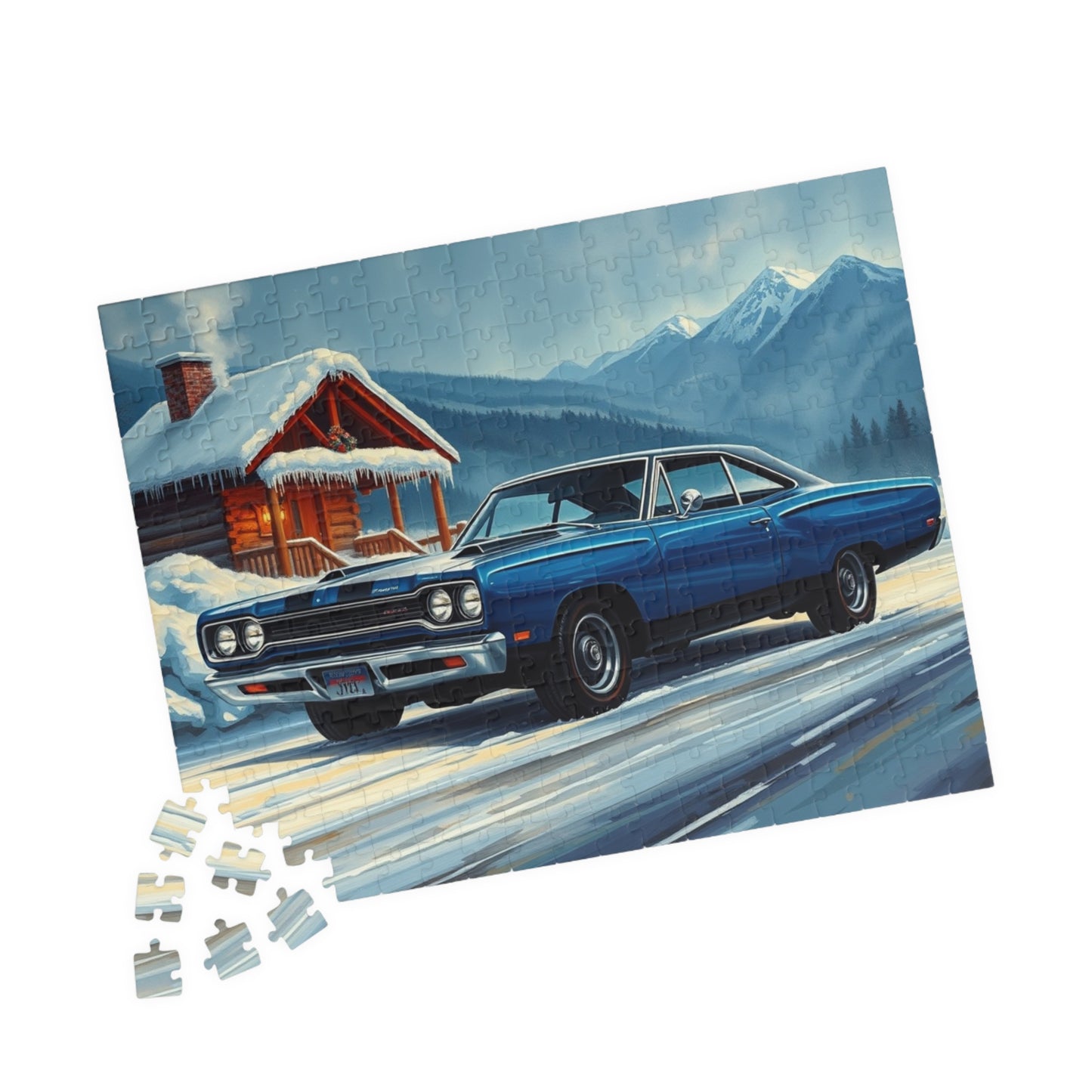 Vintage Car Puzzle, Nostalgic Jigsaw for Auto Lover, Classic Blue 1969 Plymouth Road Runner, Family Game Night, Unique Gift for Him, Mindful Puzzle The Puzzle Chest