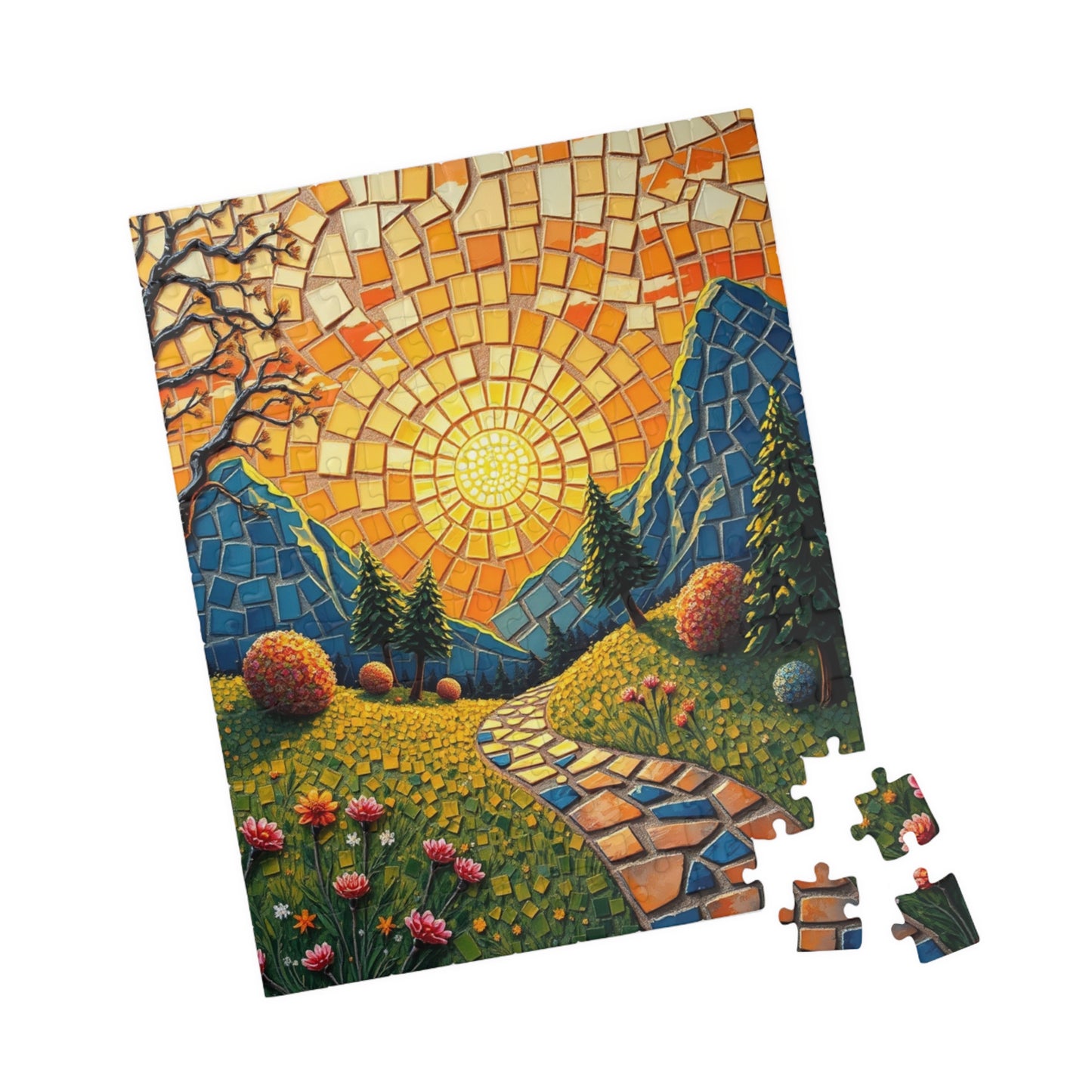 Vibrant Mosaic Landscape Puzzle, 110 to 1014 pieces, Colorful Nature Artwork, Fun Family Activity, Cozy Night In, Gift Idea, DIY Project Puzzle The Puzzle Chest