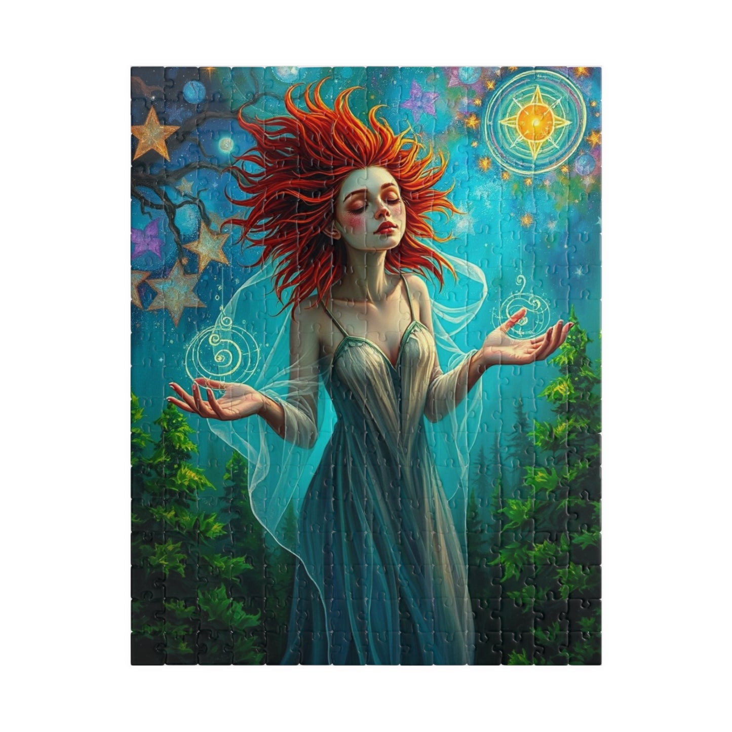 Otherworldly Witch Puzzle, 110-1014 Piece Galaxy and Forest Scene Jigsaw Game, Fantasy Art, Family Activity, Puzzle Lover Gift, Relaxation