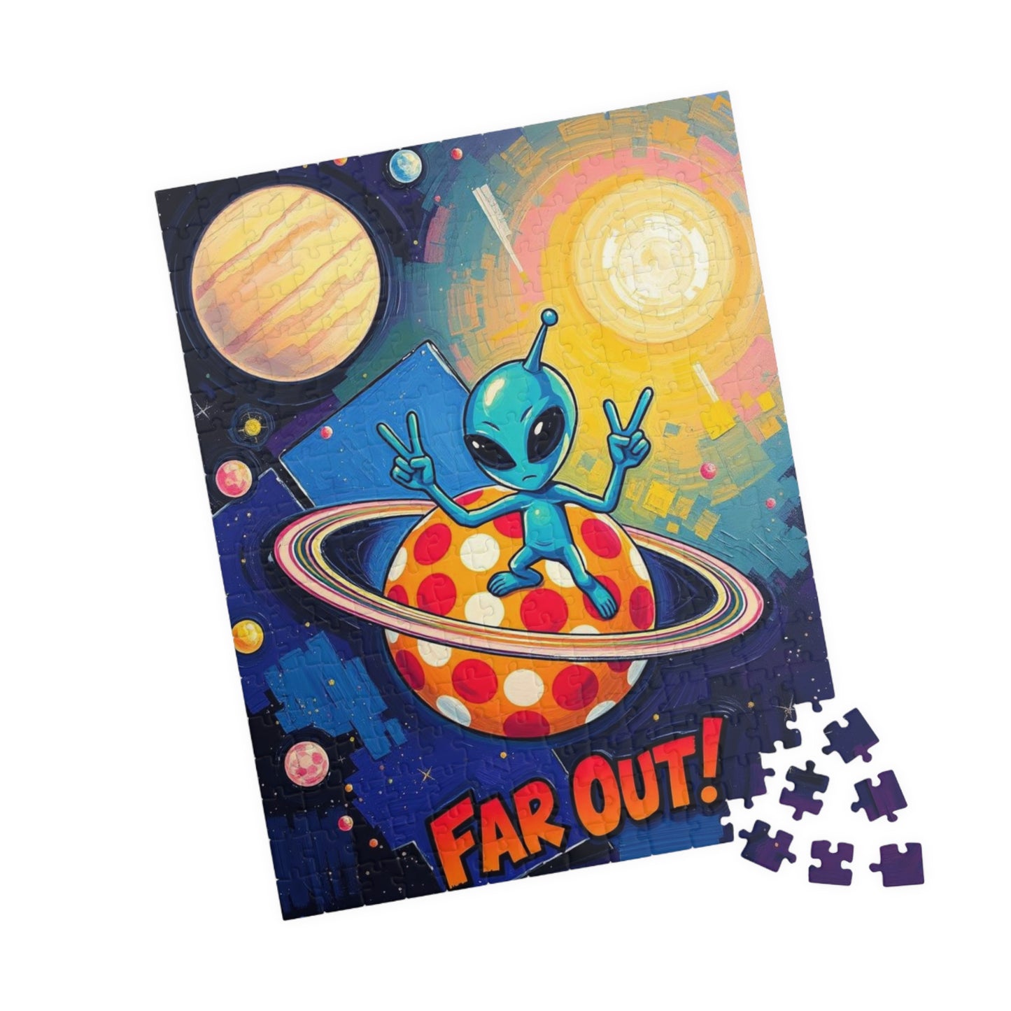 Far Out Alien Puzzle | Fun Space Theme Pop Art Jigsaw Educational Game, Cool Gift for Adults, Family Bonding Activity, Brain Teaser Puzzle The Puzzle Chest