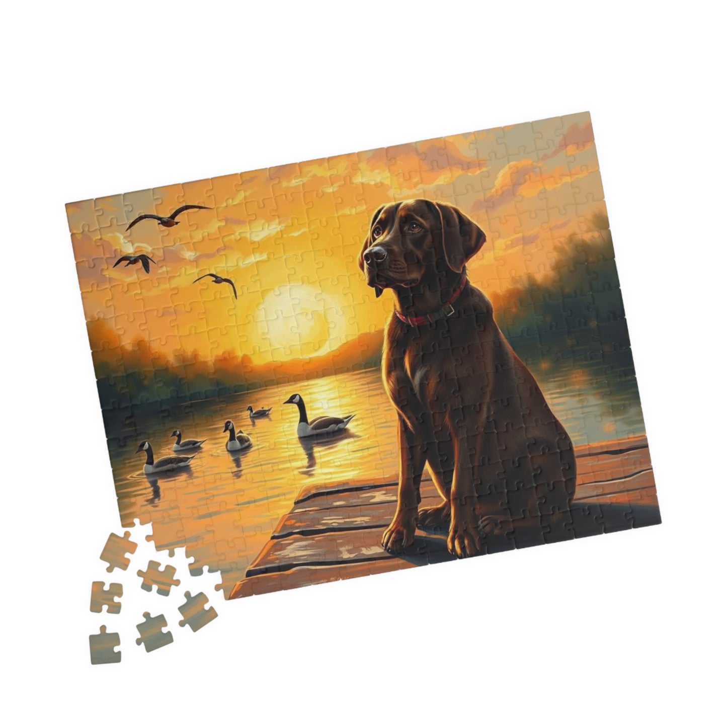 Majestic Sunset Dog Puzzle, Labrador Retriever Jigsaw Game for Family Game Night, Dog Lover Gift, Adult Puzzle for Relaxation, Nature Scene Puzzle The Puzzle Chest