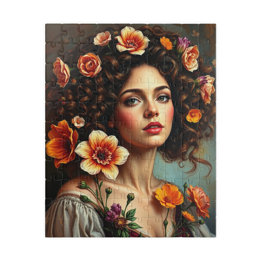 Floral Art Puzzle, Beautiful Woman Portrait Jigsaw, Relaxing Activity for Adults, Gift for Puzzle Lovers and Friends, Mindful Brain Teaser 110 pcs (Vertical) Puzzle The Puzzle Chest