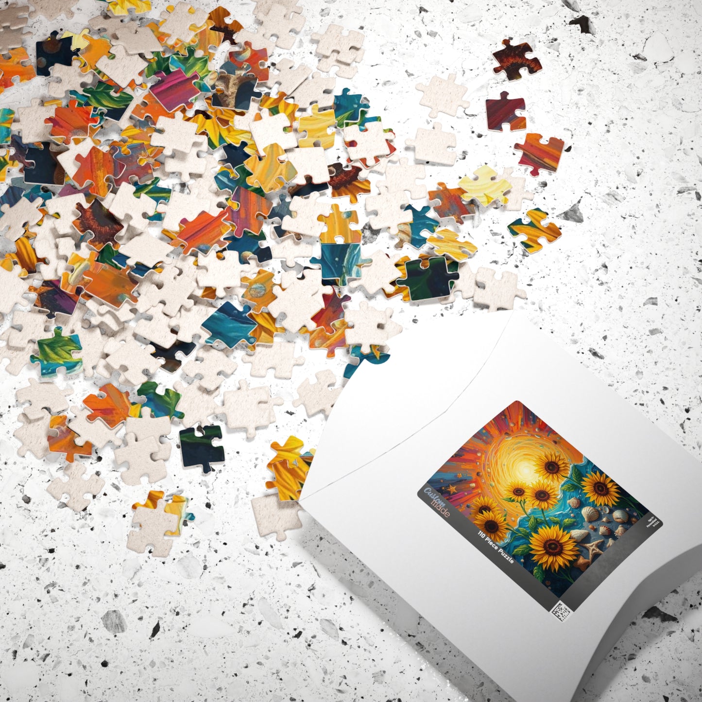 Sunflower and Seashell Jigsaw Puzzle, Colorful Sunset Beach Puzzle for Adults, Fun Indoor Activity, Puzzle Gift for Friends, Family Night Puzzle The Puzzle Chest
