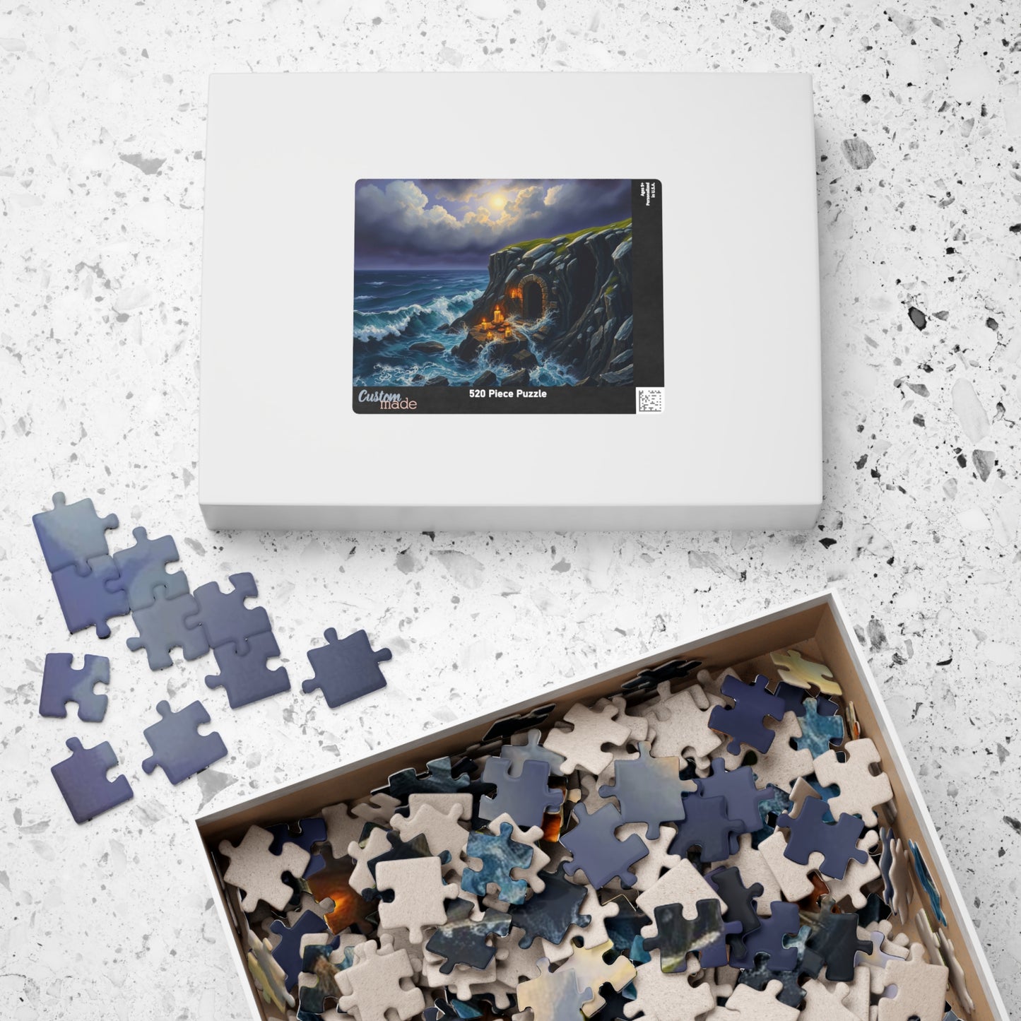 Sepulcher by the Sea Gothic Jigsaw Puzzle, Mystical Coastal Gothic Art Print, Solo Fun Meditation Activity, Gift for Dark Fantasy Lover Puzzle The Puzzle Chest