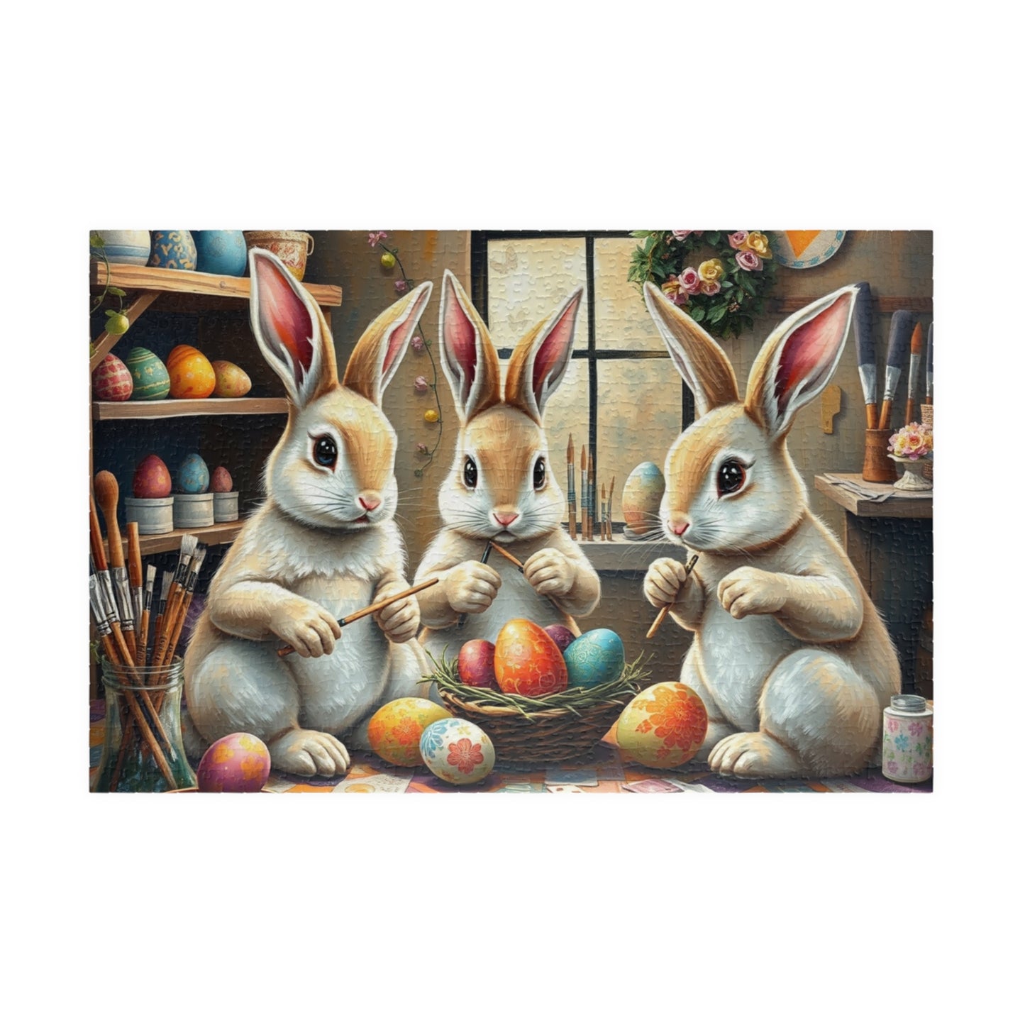 Whimsical Easter Bunny Puzzle, Family Fun Jigsaw Game, Spring Home Entertainment, Holiday Activity, Mindfulness Gift for Friends 1014 pcs (Horizontal) Puzzle The Puzzle Chest