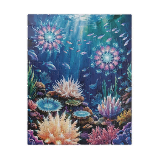 Trippy Ocean Jigsaw Puzzle, Radiant Coral Reef Mandala Puzzle, Bioluminescent Sea Creatures, 110 252 520 1014-Piece Puzzle for Adults, Hobby 110 pcs (Vertical) Puzzle The Puzzle Chest