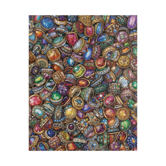 Sparkling Rings Collage Jigsaw Puzzle – Overlapping Gemstone Jewelry Puzzle The Puzzle Chest