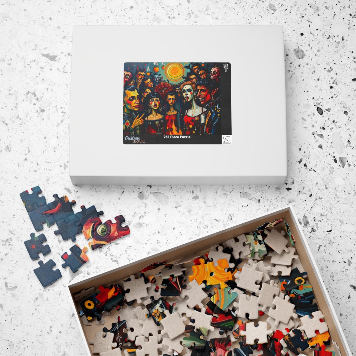 Artistic Halloween-Themed Puzzle, Colorful Character Collage, Perfect for Family Game Night or Solo Fun, Halloween Gift for Puzzle Lover Puzzle The Puzzle Chest