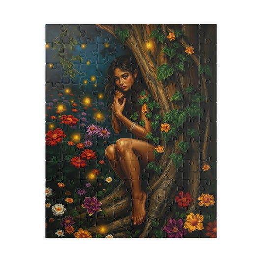 Puzzle, Flower Garden Night Scene, Firefly Illuminated Dryad, Bark-like Skin, 110 252 520 1014-Piece, Jigsaw Game, Artistic Gift, Relaxing 110 pcs (Vertical) Puzzle The Puzzle Chest