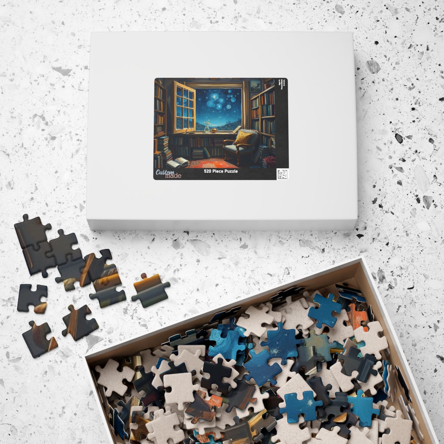 Cozy Library Jigsaw Puzzle - Starry Night Sky, Book Lover Gift, Educational Game, Mindfulness Activity, Literary Scene, Ideal for Family Fun Puzzle The Puzzle Chest