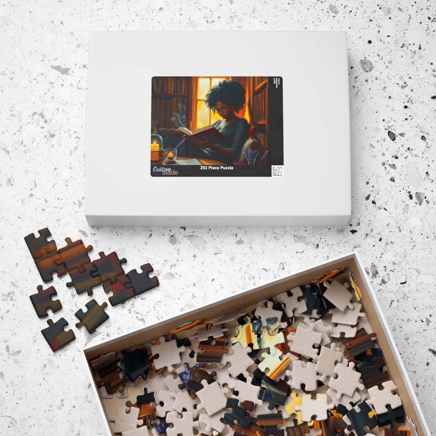 Cozy Reading Jigsaw Puzzle - Black Woman Art Lover Gift for Friend Holiday Birthday, Home Entertainment for Family or Solo Fun Puzzle The Puzzle Chest