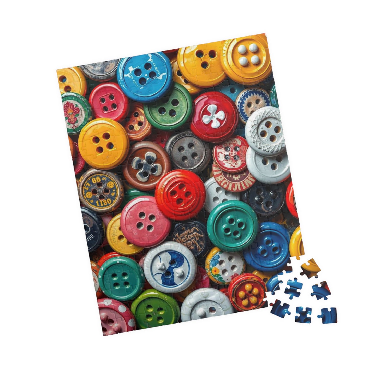 Button Collection Jigsaw Puzzle - Chaotic Collage Design, Fun Family Creative Activity, Puzzle Lover Gift for Friends, Vintage Vibe Brain Teaser Puzzle The Puzzle Chest