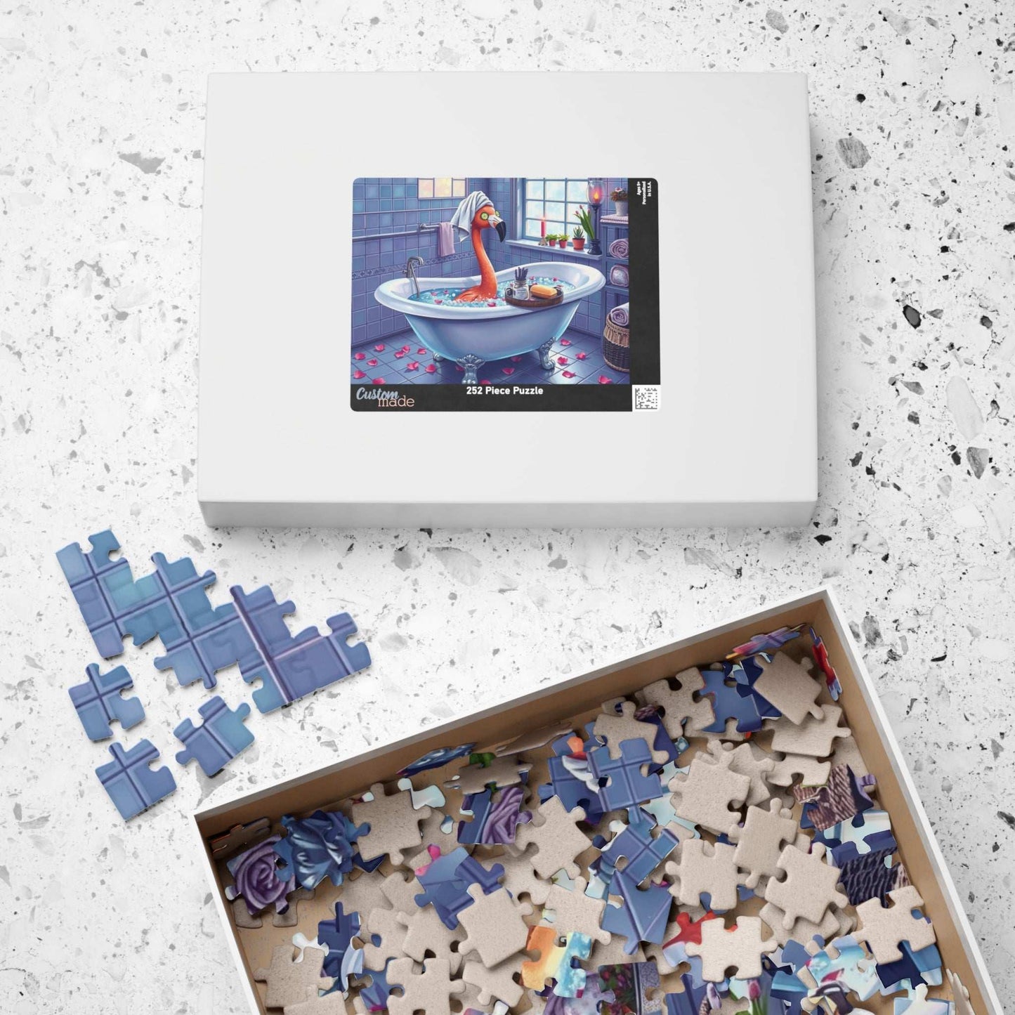 Flamingo in Bubble Bath - Fun and Whimsical Spa Puzzle, Unique Gift for Friends, Perfect for Family Fun, Birthday, or Spa Day Gathering