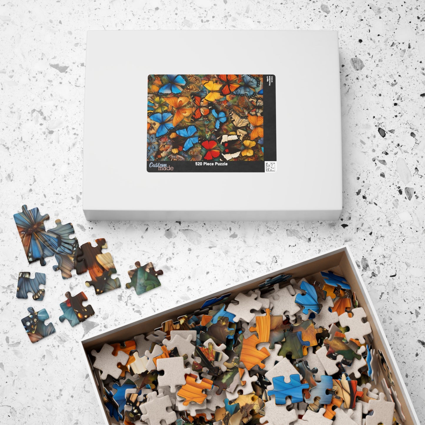 Butterfly Puzzle, Colorful Chaotic Collage Jigsaw, 252 520 1014-Piece Game, Mindfulness Activity, Gift for Nature Lover, Indoor Fun Puzzle The Puzzle Chest