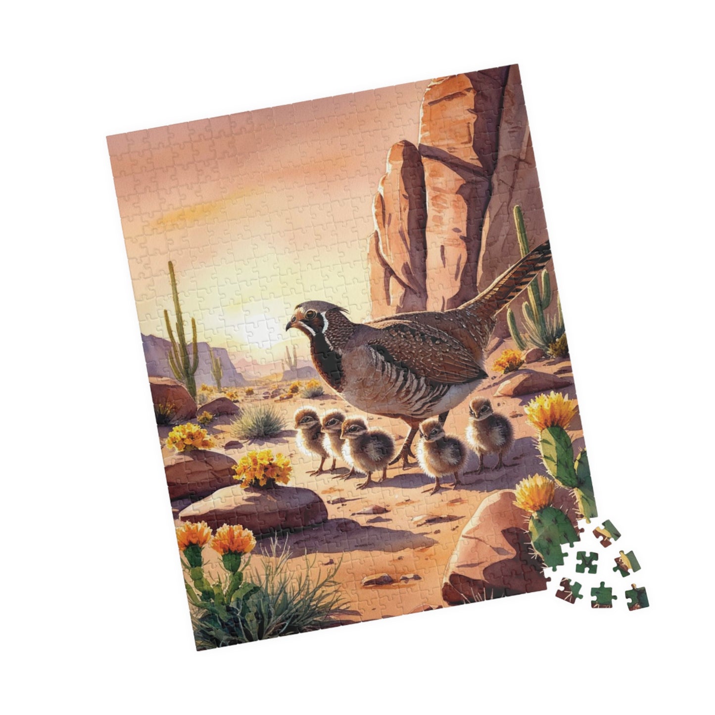 Sage-Grouse Jigsaw Puzzle, Bird and Baby Chicks Desert Landscape Animal Puzzle Enthusiasts Fun Family Time Activity, Wildlife Lover Gift