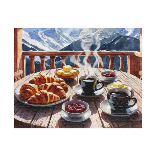 Rustic Breakfast Jigsaw Puzzle for Adults, Mountain View Indoor Activity Tabletop Game, Scenic Nature Lover Puzzle Gift for Friends 252 pcs (Horizontal) Puzzle The Puzzle Chest