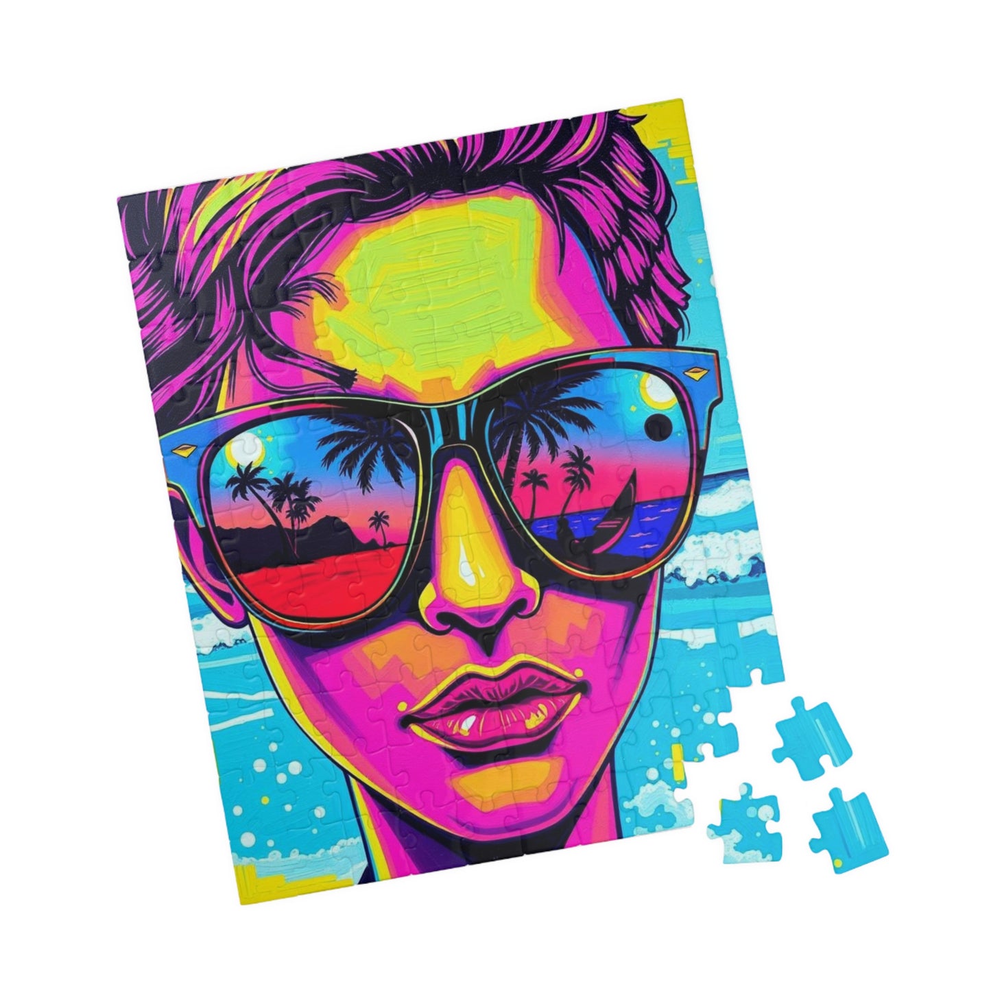 Colorful Retro Beach Puzzle, Pop Art Jigsaw Game for Adults, Fun Puzzle Gift for Friends, Home Entertainment, Mindful Challenge Brain Teaser Puzzle The Puzzle Chest