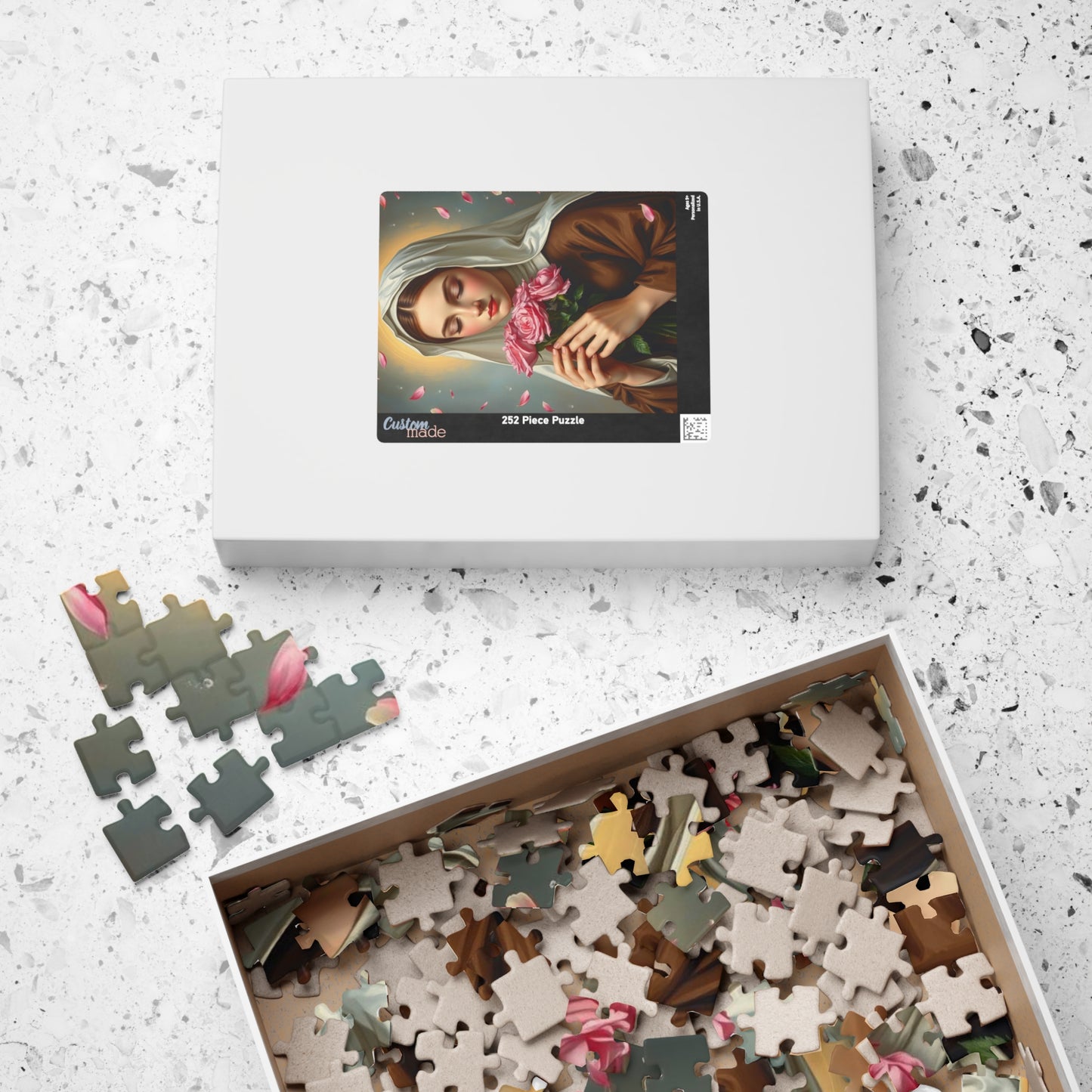 Puzzle, Saint Therese of Lisieux Holding Pink Roses, Adult Jigsaw Game, Religious Art, Meditation Activity, Christian Gift, Holiday Present Puzzle The Puzzle Chest