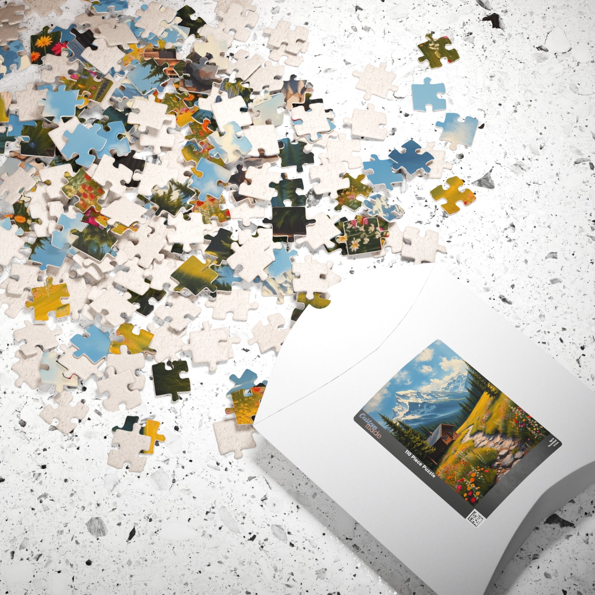 Mountain Cottage Illustration Puzzle, Nature Scene Jigsaw, 110-1014 Pieces, Gift for Nature Lovers, Family Fun, Relaxation Activity Puzzle The Puzzle Chest