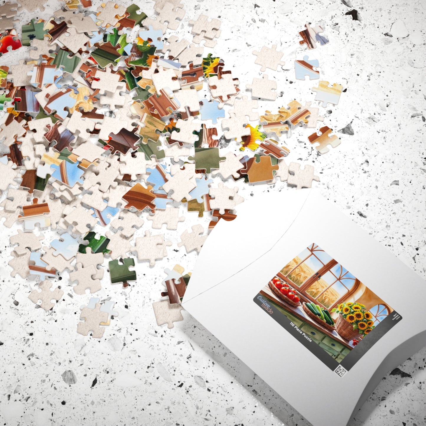 Summer Harvest Puzzle, Farmhouse Kitchen Jigsaw Game, 110 252 520 1014-Piece - Tomatoes Zucchini Sunflowers Golden Wheat Fields Puzzle The Puzzle Chest