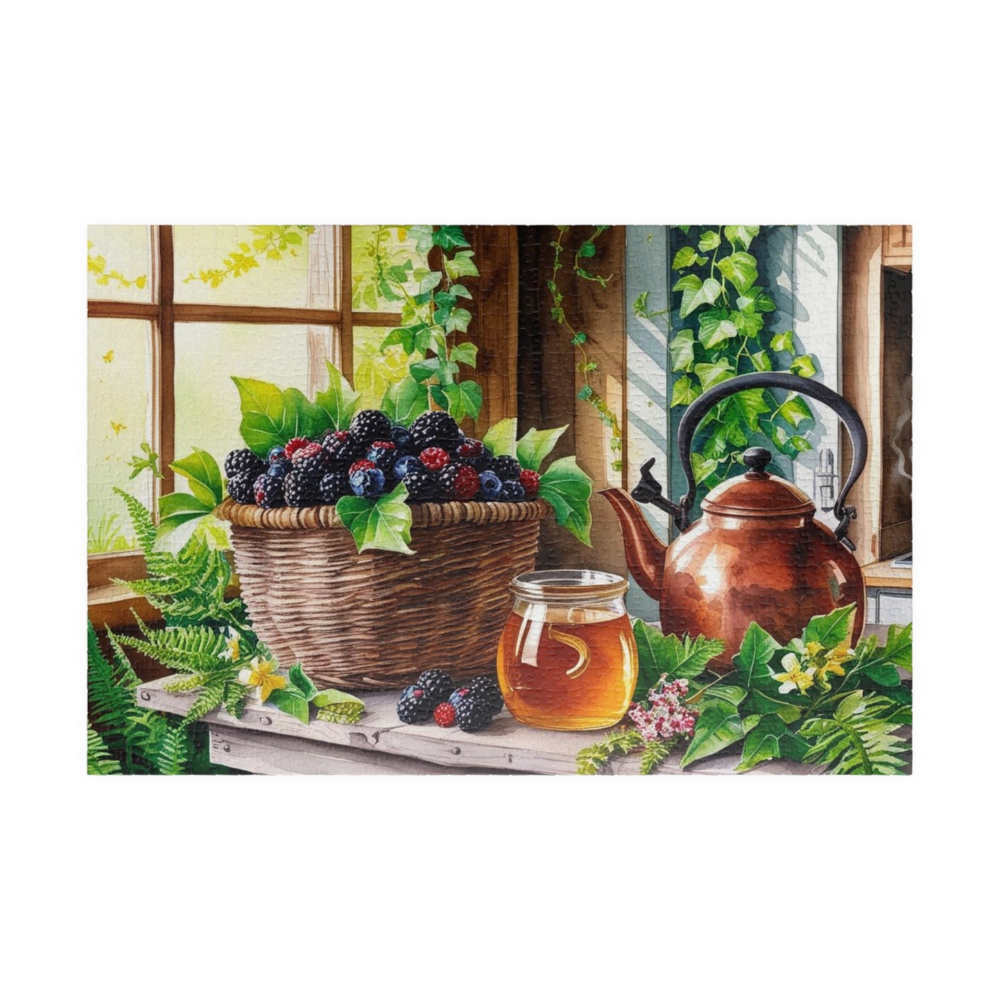 Foodie Jigsaw Puzzle, Quaint Kitchen Wild Berries and Honey 110-1014 Piece, Cabin Fever Activity, Brain Teaser, Unique Gift for Nature Lover 1014 pcs (Horizontal) Puzzle The Puzzle Chest