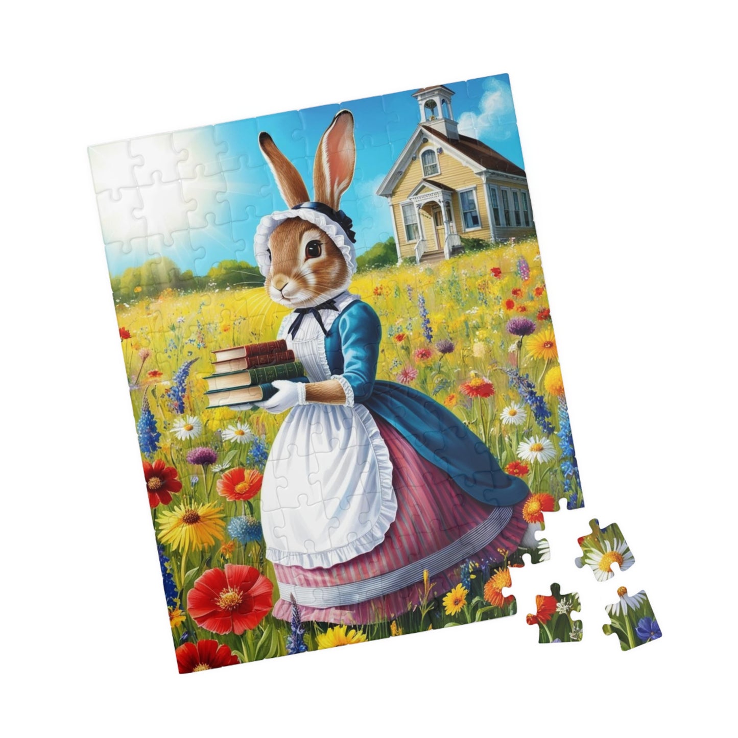 Whimsical Rabbit Jigsaw Puzzle, Charming Artwork for Book Lover, Easter Spring Puzzle Gift for Adults, Unique Fun Family Game Night Puzzle The Puzzle Chest