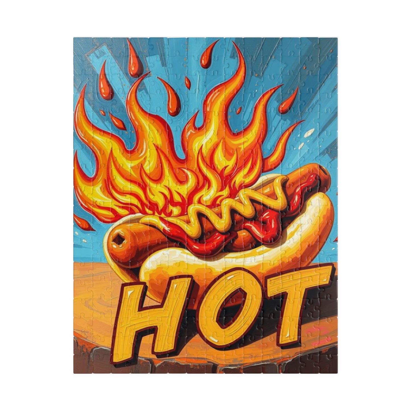 Hot Dog Puzzle - Pop Art Adult Jigsaw Game, Fun Fire Grilled 'HOT' Food Puzzle, Family Activity, Game Night, Unique Gift Idea, Brain Teaser 252 pcs (Vertical) Puzzle The Puzzle Chest