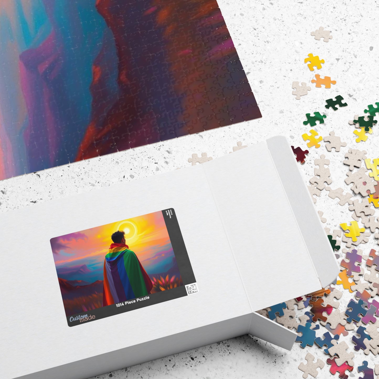 LGBTQ Pride Flag Puzzle - Queer Person in Rainbow Sunset Landscape, Fun Activity, Unique Holiday Birthday Pride Month Gift, Mindful Activity Puzzle The Puzzle Chest