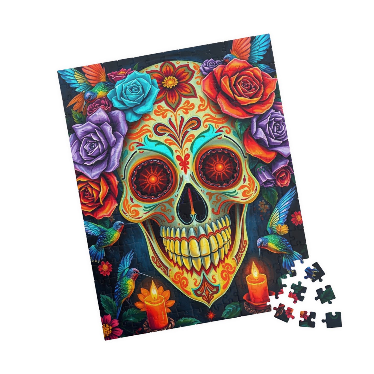 Colorful Skull Artwork Puzzle - Day of the Dead, Fun Family or Solo Activity, Unique Gift Idea for Puzzle Lovers Art Fans, Brain Teaser Puzzle The Puzzle Chest