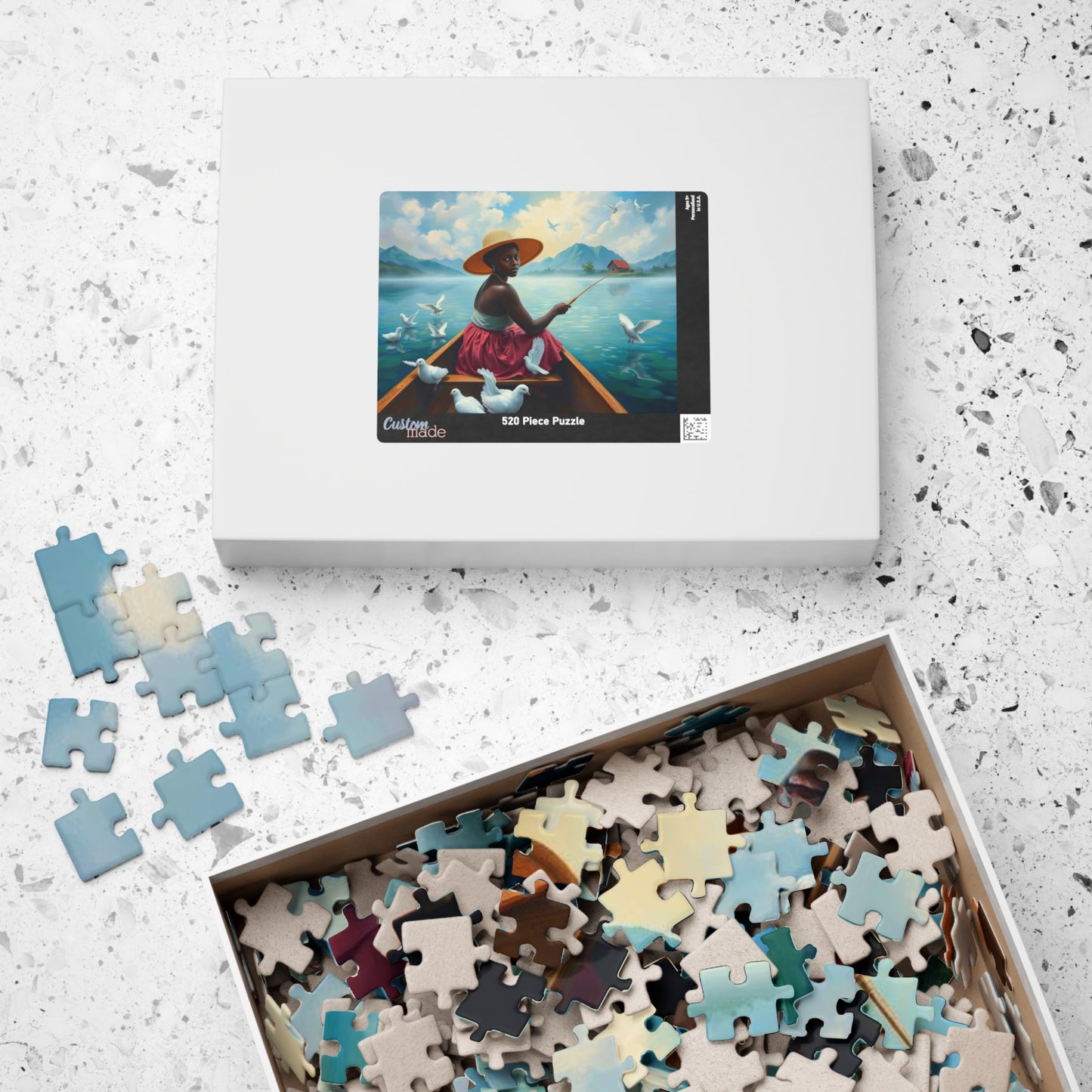 Serene Fishing Jigsaw Puzzle, African American Woman Black Artwork, Creative Gift for Friend, Family Activity Solo Fun, Home Entertainment Puzzle The Puzzle Chest
