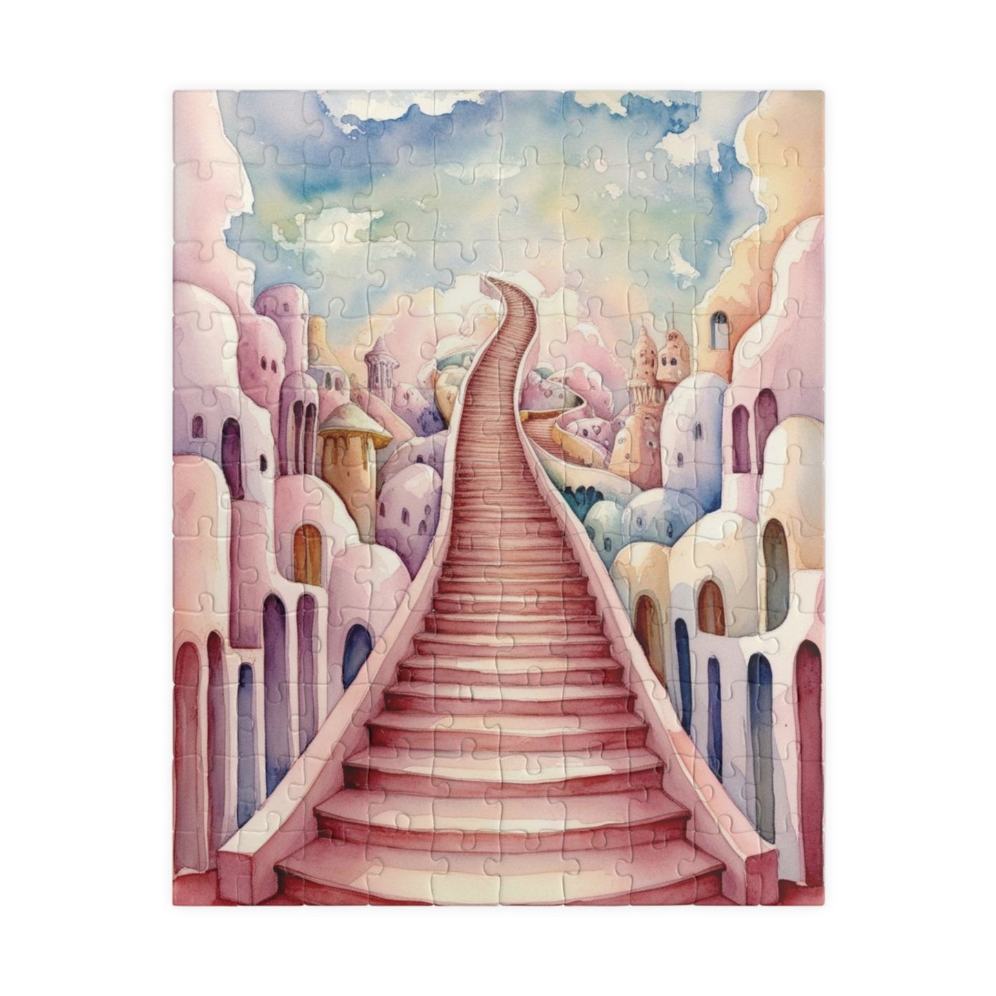 Dreamy Staircase Puzzle Inspired by Salvador Dalí, Distorted Architecture Jigsaw Game Challenging Brain Teaser, Home Decor, Mindful Activity 110 pcs (Vertical) Puzzle The Puzzle Chest