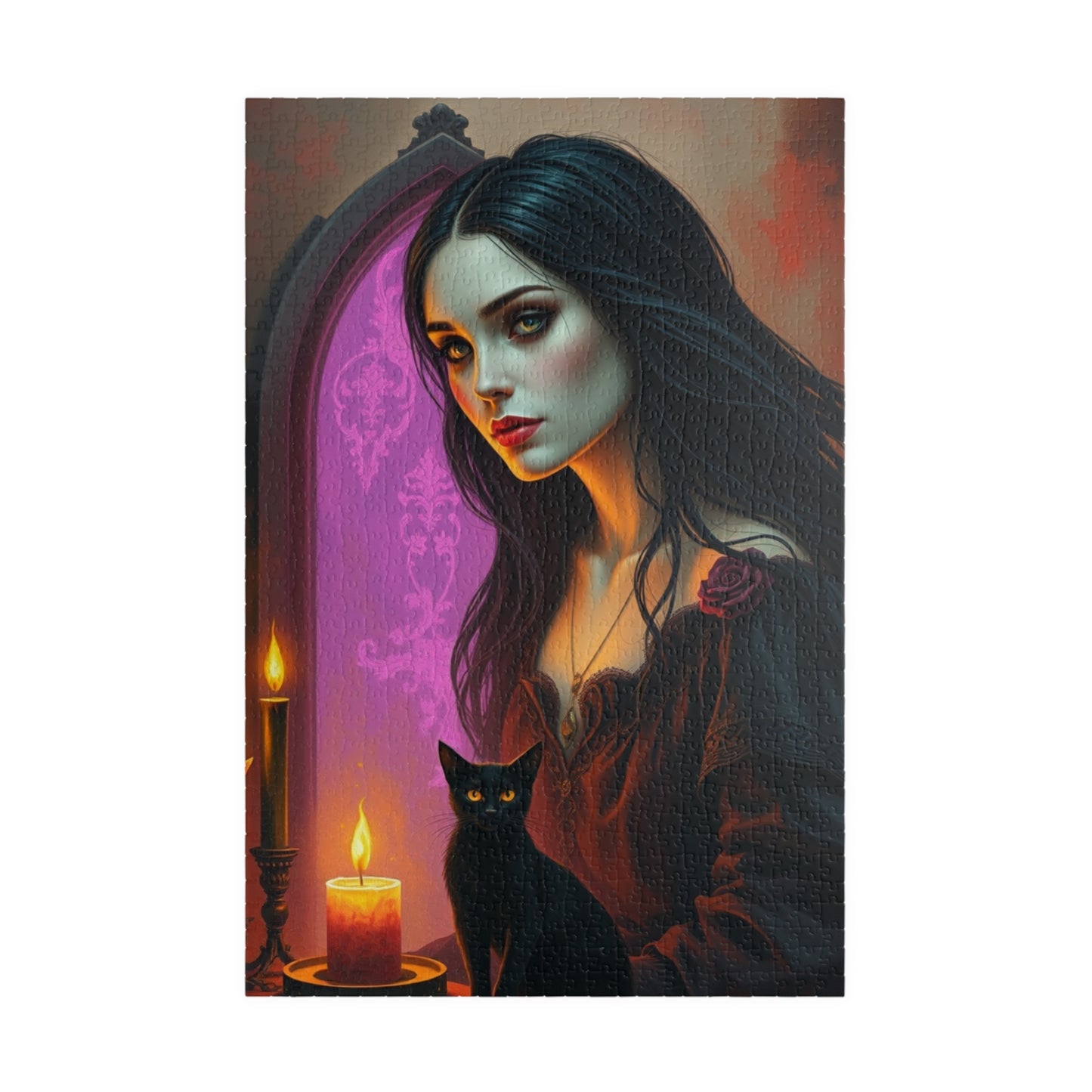Gothic Witch Jigsaw Puzzle for Adult, Unique Gift for Fantasy Dark Art Lover and Puzzle Enthusiast, Mindful Activity, Quiet Leisure Solo Fun 1014 pcs (Vertical) Puzzle The Puzzle Chest