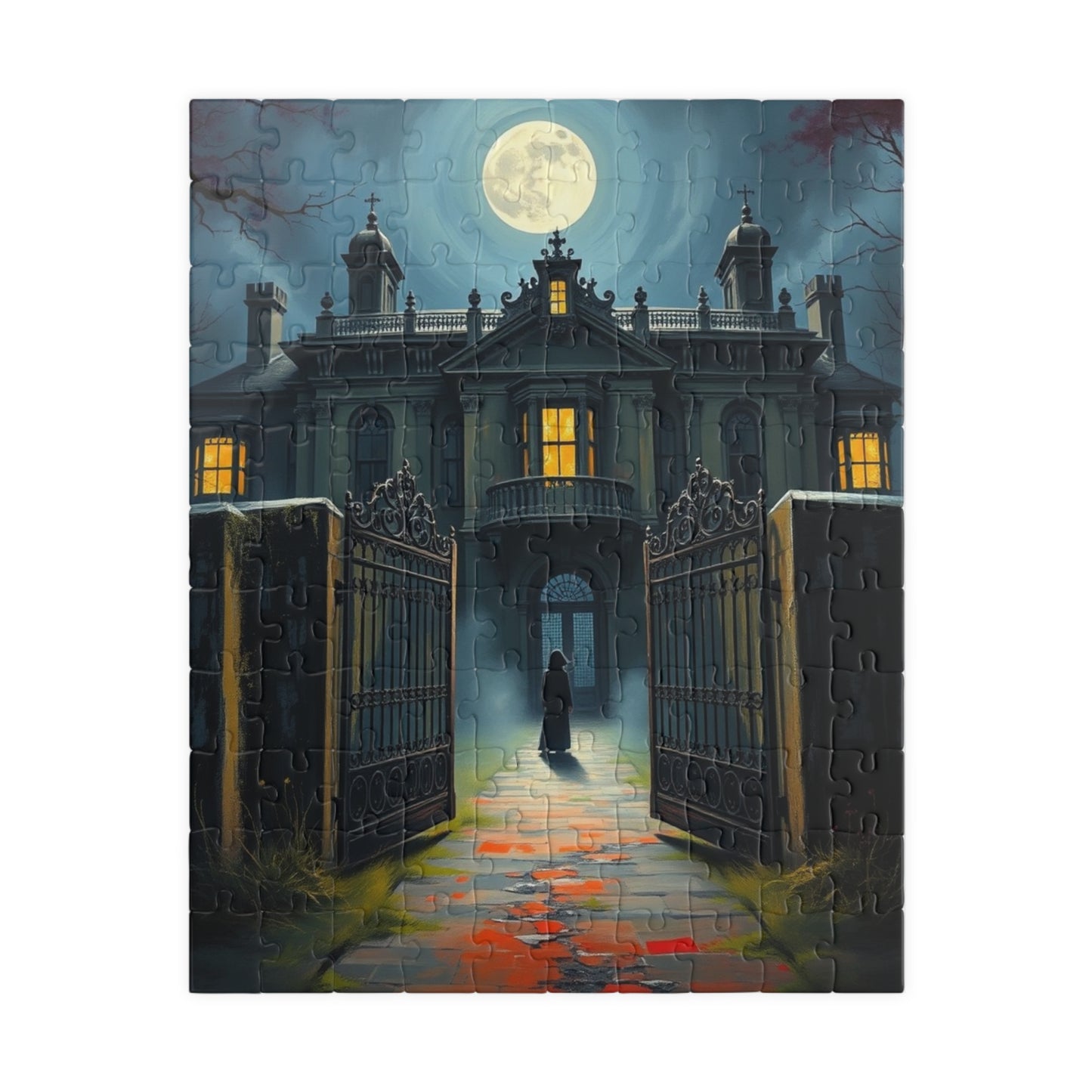 Gothic Mansion Puzzle, Decaying House Under Full Moon Jigsaw Game, Brain Teaser Relaxing Activity Family Fun, Halloween Home Decor, Giftable 110 pcs (Vertical) Puzzle The Puzzle Chest