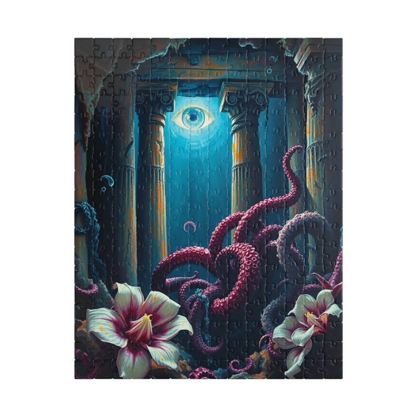 Mystical Underwater Octopus Puzzle Art, Perfect Gift for Ocean Lovers, Nautical Home Decor, Relaxation Activity, Unique Challenge 252 pcs (Vertical) Puzzle The Puzzle Chest