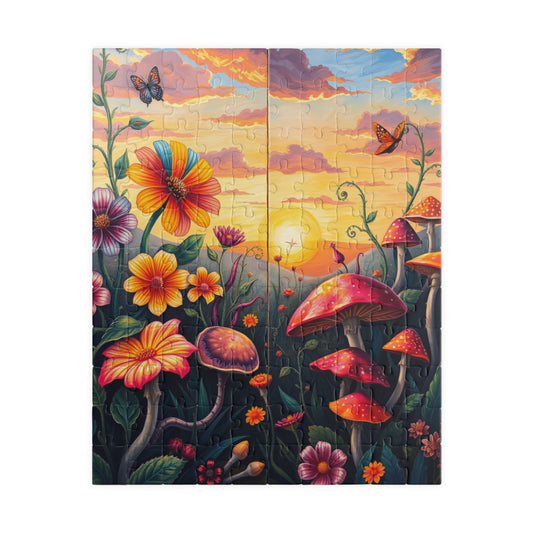 Whimsical Botanical Garden Puzzle, Magical Nature Game for Adults, Dreamy Sunset and Enchanted Floral Scene, Relaxing Gift for Fantasy Lover 110 pcs (Vertical) Puzzle The Puzzle Chest