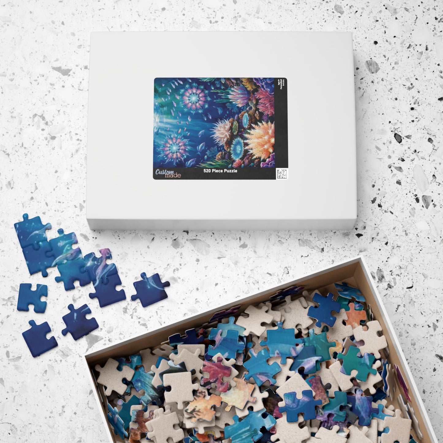 Trippy Ocean Jigsaw Puzzle, Radiant Coral Reef Mandala Puzzle, Bioluminescent Sea Creatures, 110 252 520 1014-Piece Puzzle for Adults, Hobby Puzzle The Puzzle Chest