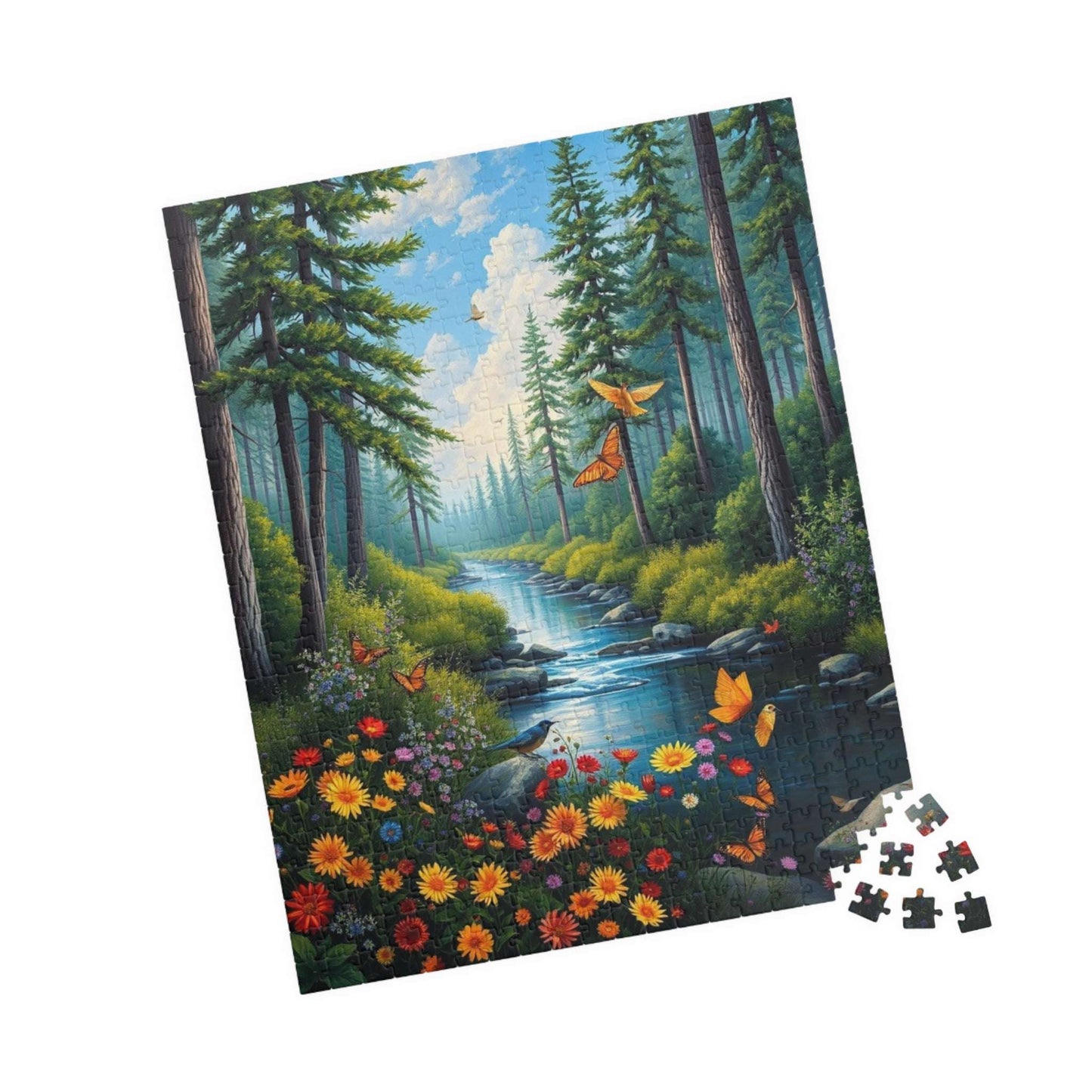 Nature Landscape Puzzle - Scenic Forest Butterflies, Relaxing Family Activity, Gift for Nature Lovers, Adult Jigsaw Game, Eco-Friendly Fun Puzzle The Puzzle Chest
