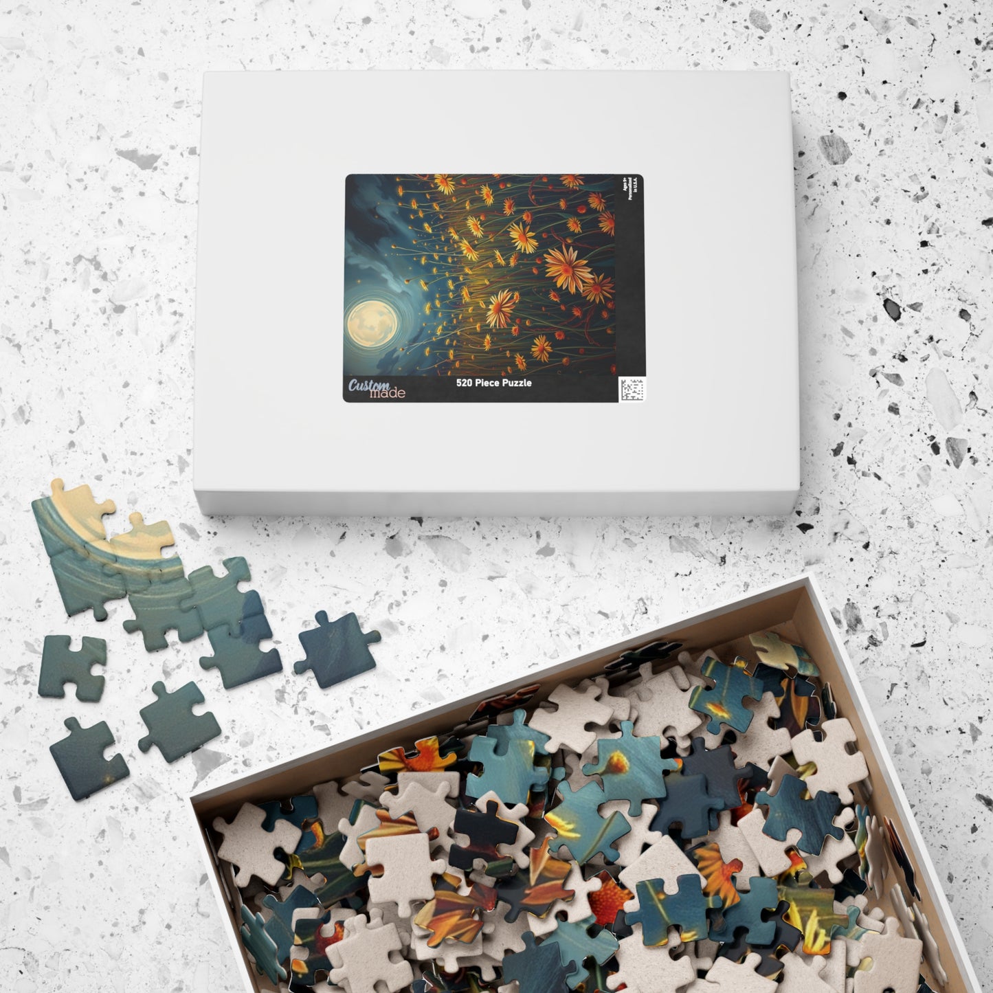 Eerie Wildflower Meadow Puzzle, Creepy Flowers Under a Full Moon, Nature-Inspired Floral Theme Dark Fantasy Jigsaw Game, Puzzle Lovers Gift Puzzle The Puzzle Chest