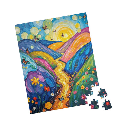 Sugar Sky Dance - River Through Candy Hill Jigsaw Puzzle Collection, Beautiful Nature Puzzle, Colorful Landscape Art, Puzzle Lover Gift, Family Fun, 110/252/520/1014 110 pcs (Vertical) Puzzle The Puzzle Chest