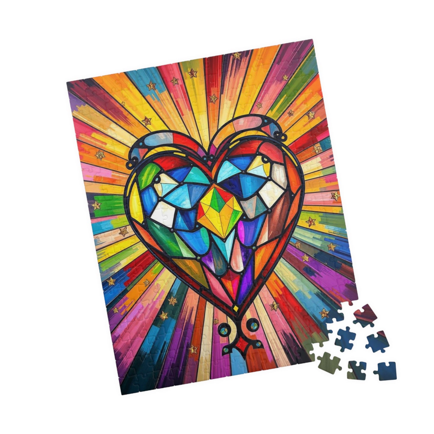 Prism of Love Jigsaw Puzzle, Stained Glass Style Art, Rainbow Colors LGBTQ+ Gift for Puzzle Lovers, Fun Family Activity, Mindful Hobby