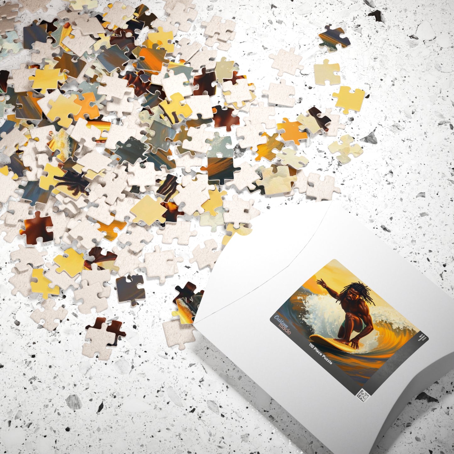 Afrocentric Surfing Puzzle, Relaxing Black Art Jigsaw for Beach Lover, Family Game Night, Perfect Holiday Birthday Gift for Surfer, Mindful