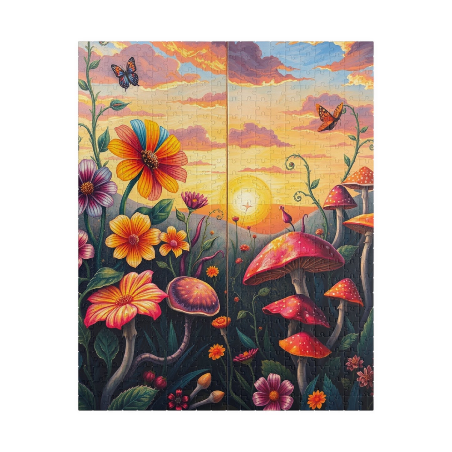 Whimsical Botanical Garden Puzzle, Magical Nature Game for Adults, Dreamy Sunset and Enchanted Floral Scene, Relaxing Gift for Fantasy Lover 520 pcs (Vertical) Puzzle The Puzzle Chest