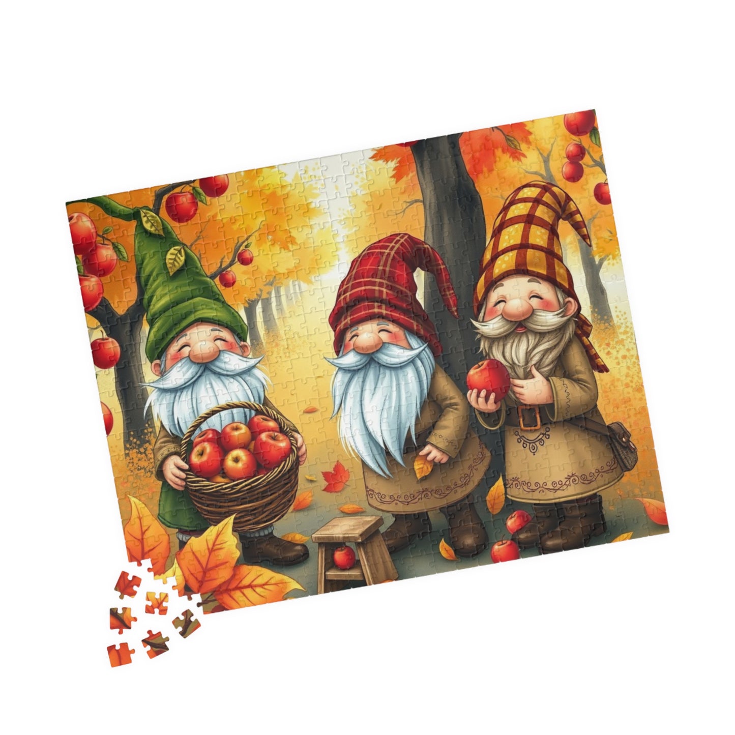 Apple Orchard Gnome Puzzle - Fall Themed Jigsaw Game Puzzle The Puzzle Chest