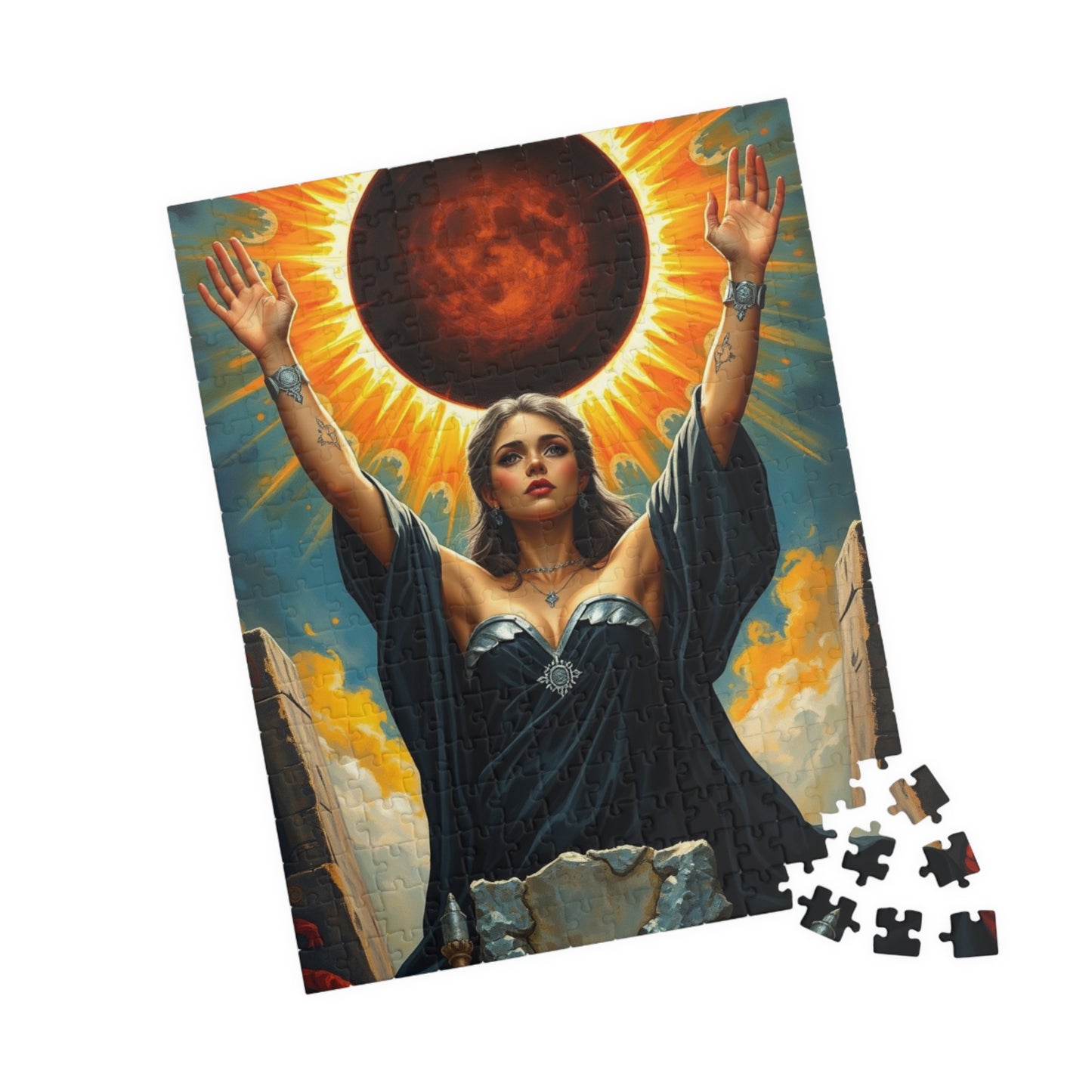 Mystical Solar Eclipse Puzzle | Powerful Sorceress Adult Jigsaw Game | Perfect for Gift, Family or Solo Fun, Nighttime Vibes, Introspection The Puzzle Chest