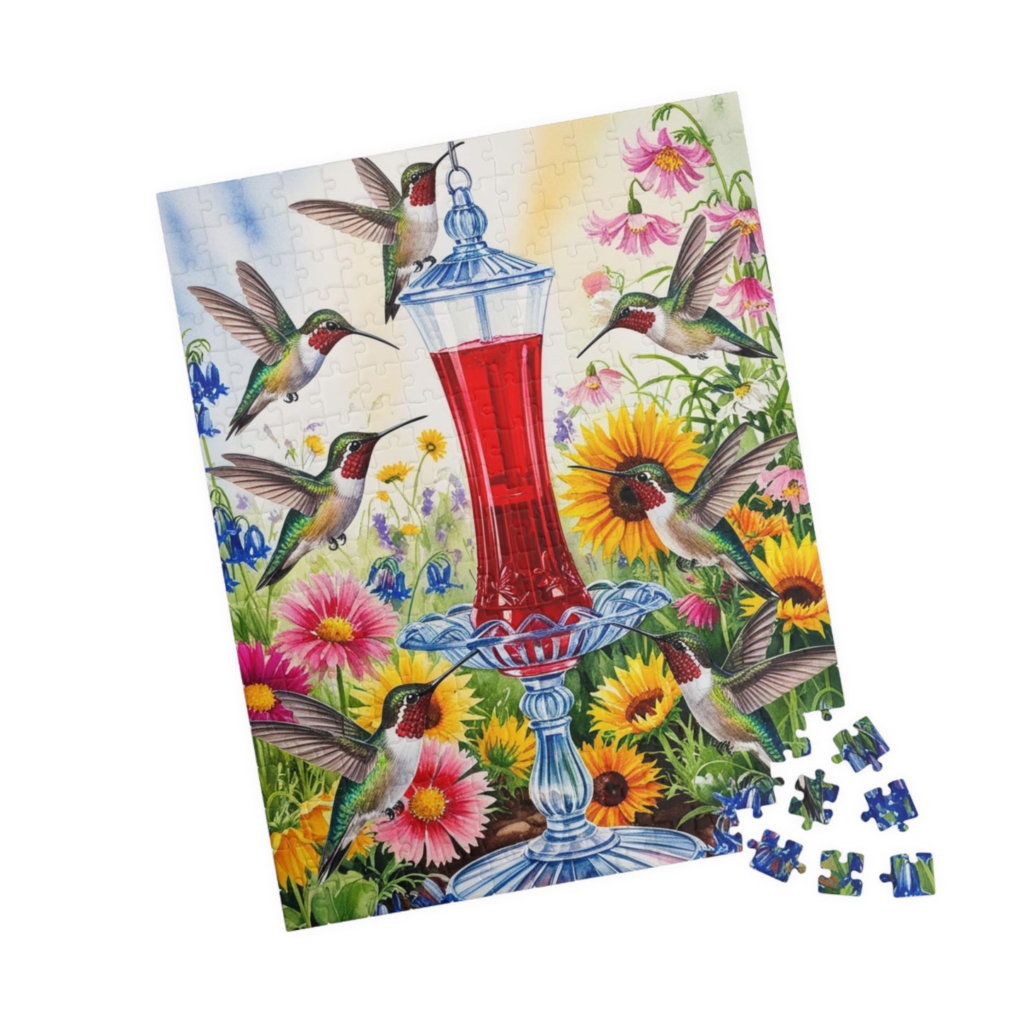 Jigsaw Puzzle - Hummingbirds and Wildflowers, 110-520 Piece, Fun and Relaxing Activity, Great for Bird Lovers. Gift for Nature Enthusiasts Puzzle The Puzzle Chest